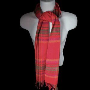 Aran Sweater Market Ireland Lambswool Red Pink Plaid Scarf Long JHC1903